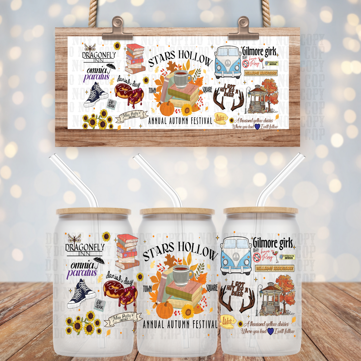 STARS AUTUMN HOLLOW  UV DTF CUP WRAP