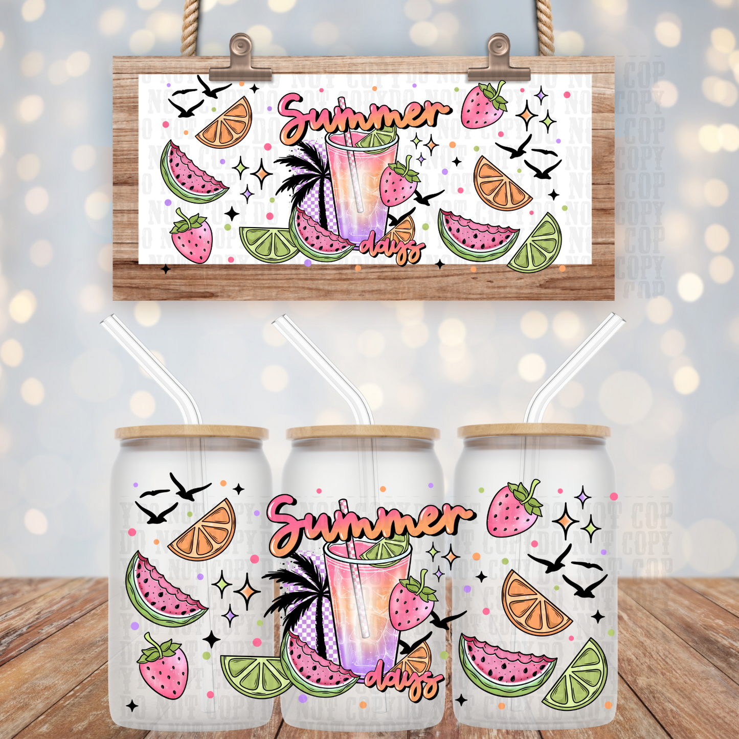 WATERMELON SUMMER DAYS UV DTF CUP WRAP