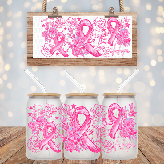PINK  AWARENESS UV DTF CUP WRAP