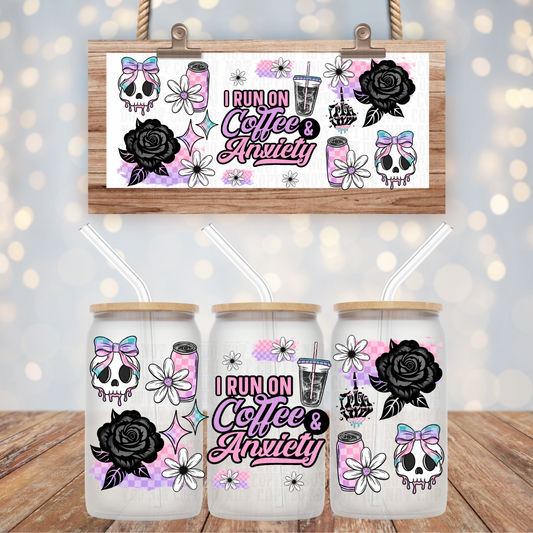 SKELLY COFFEE AND ANXIETY UV DTF CUP WRAP