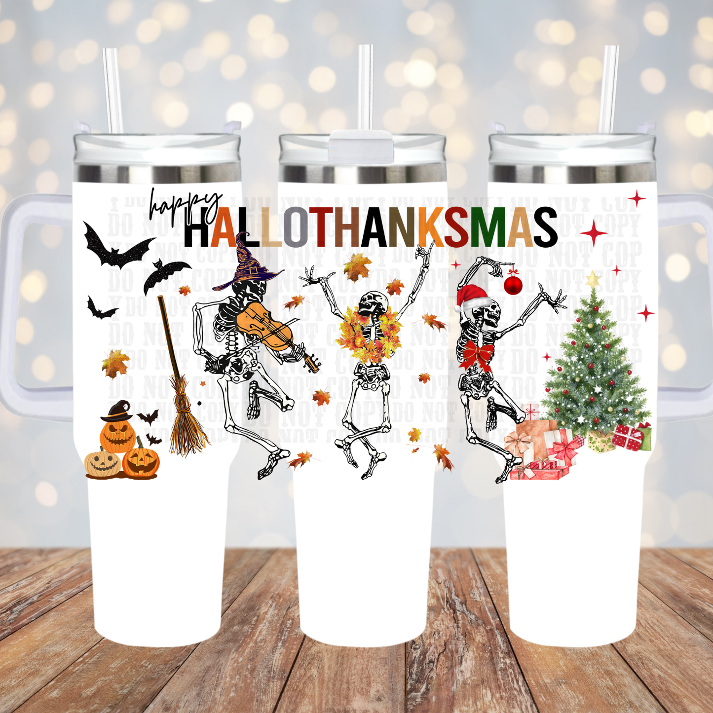 40oz HAPPY HALLOW THANKMAS UV DTF CUP WRAP
