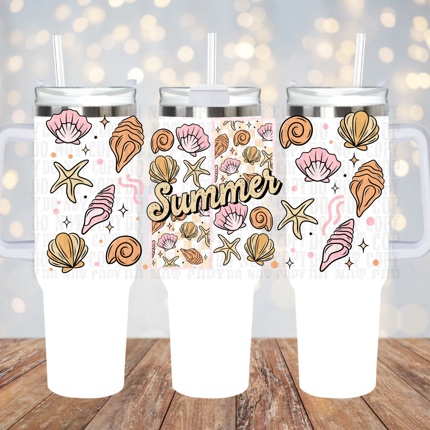 40oz COLORFUL SUMMER SHELLS  UV DTF Cup Wrap