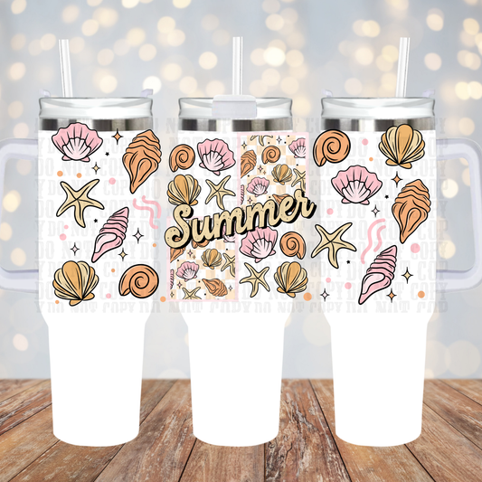 40oz COLORFUL SUMMER SHELLS UV DTF Cup Wrap
