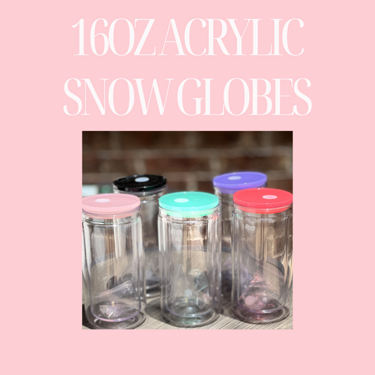 16oz Acrylic Snow Globe Tumblers