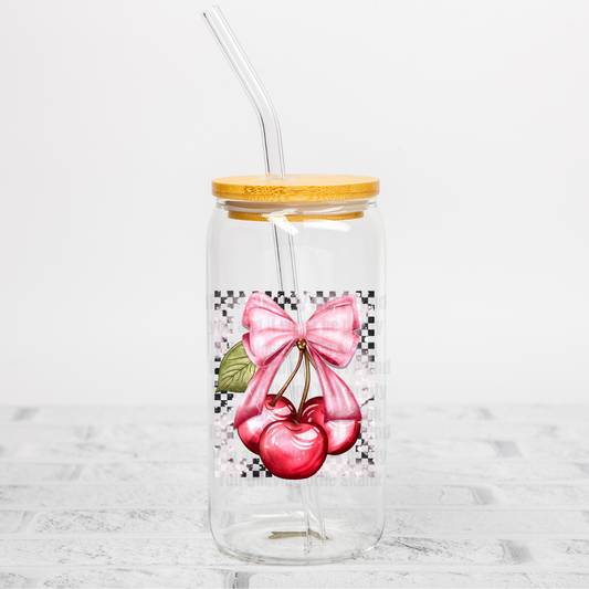 CHECKERED COQUETTE CHERRY UV DTF DECAL