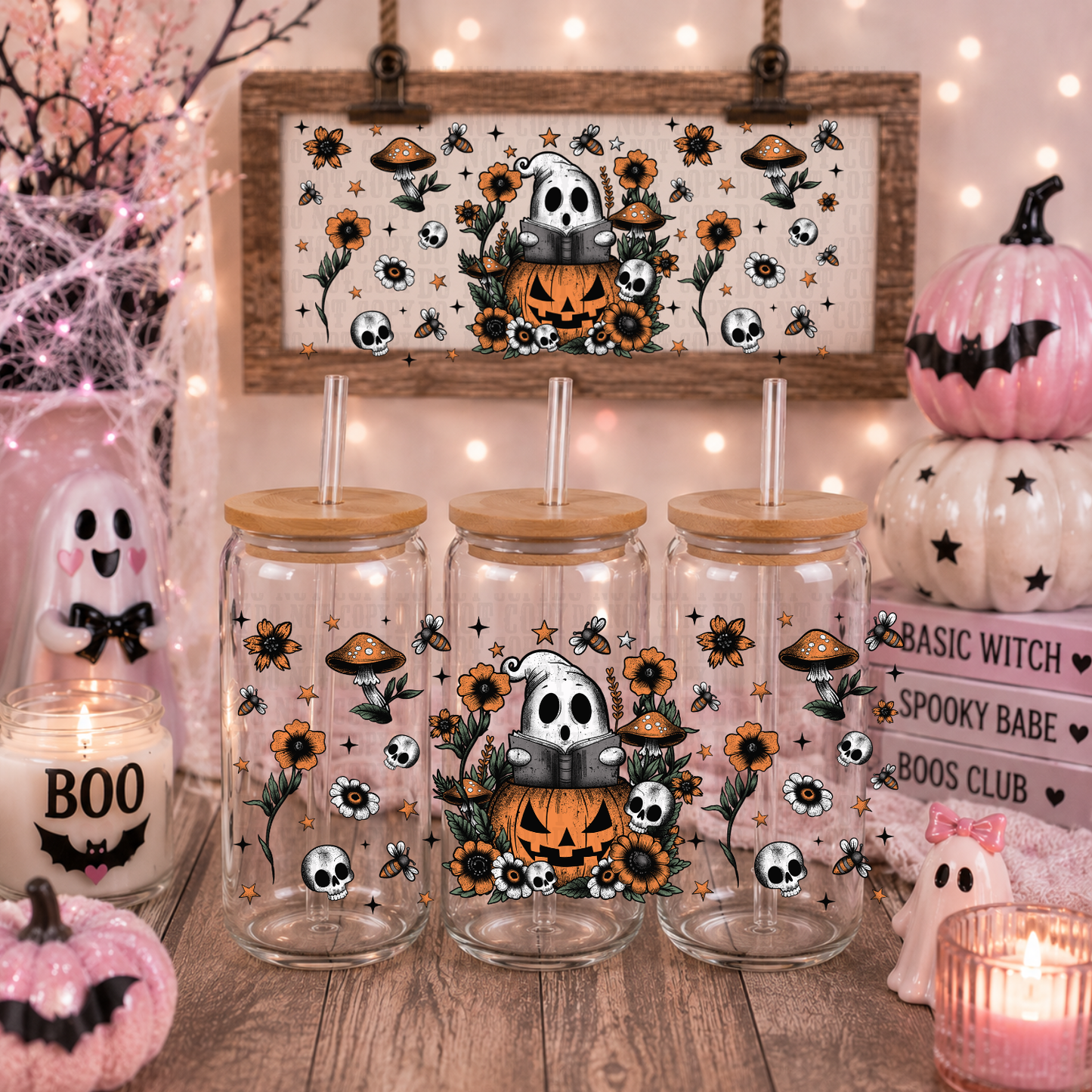 FALL GHOST PUMPKIN PATCH  UV DTF CUP WRAP