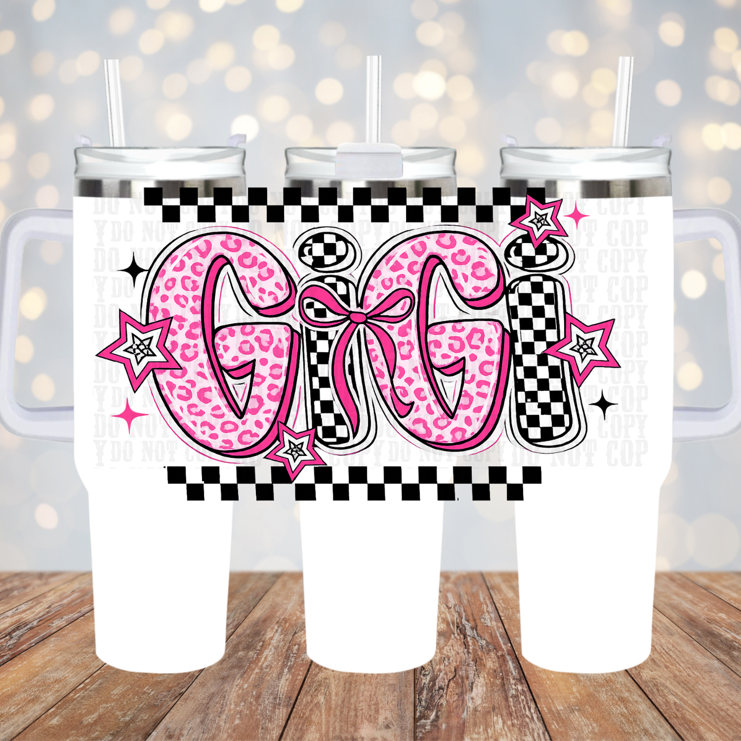 40oZ CHECKER AND CHEETAH GIGI UV DTF CUP WRAP