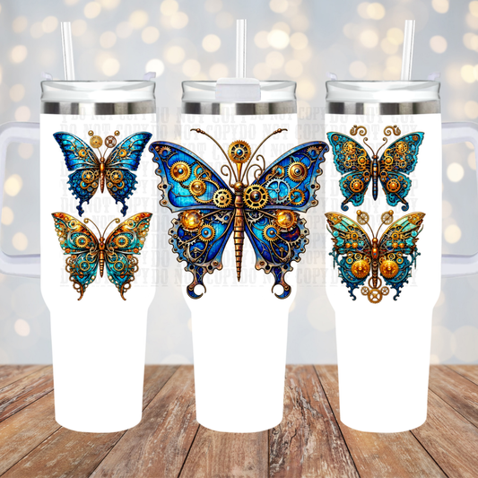 40oz STEAMPUNK BUTTERFLY  UV DTF CUP WRAP