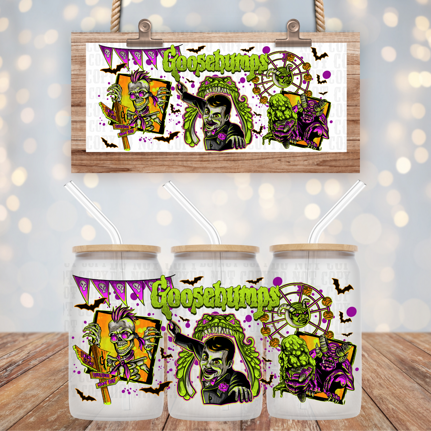 GOOSEBUMPS NEON  UV DTF CUP WRAP
