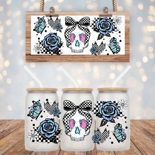 FLORAL SKULL BUTTERFLY UV DTF CUP WRAP