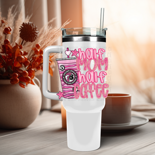 40oz PINK ZEBRA 7 BREW MAMA DTF CUP DECAL
