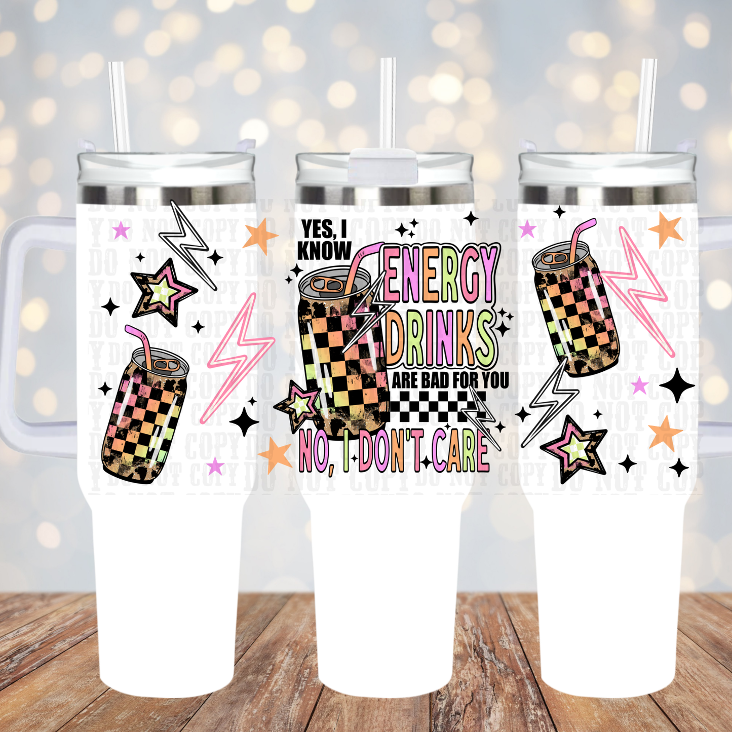 40oz NEON ENERGY DRINKS UV DTF CUP WRAP