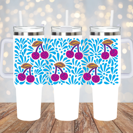 40oz NEON CHERRIES UV DTF CUP WRAP