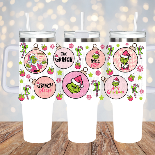 40oz PINK GRUMP ORNAMENTS UV DTF CUP WRAP