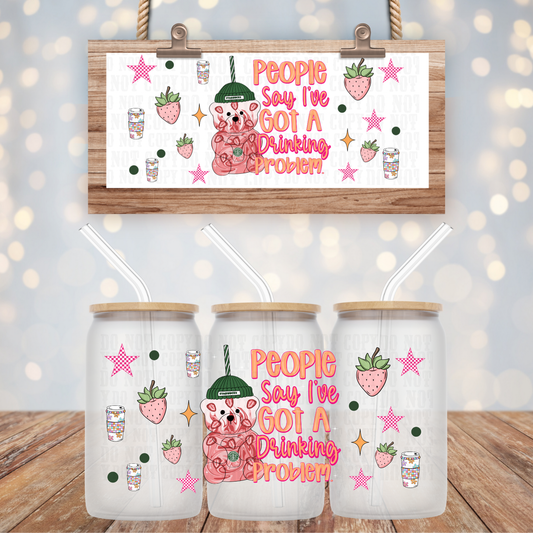 BEARISTA STRAWBERRY DRINK  UV DTF CUP WRAP