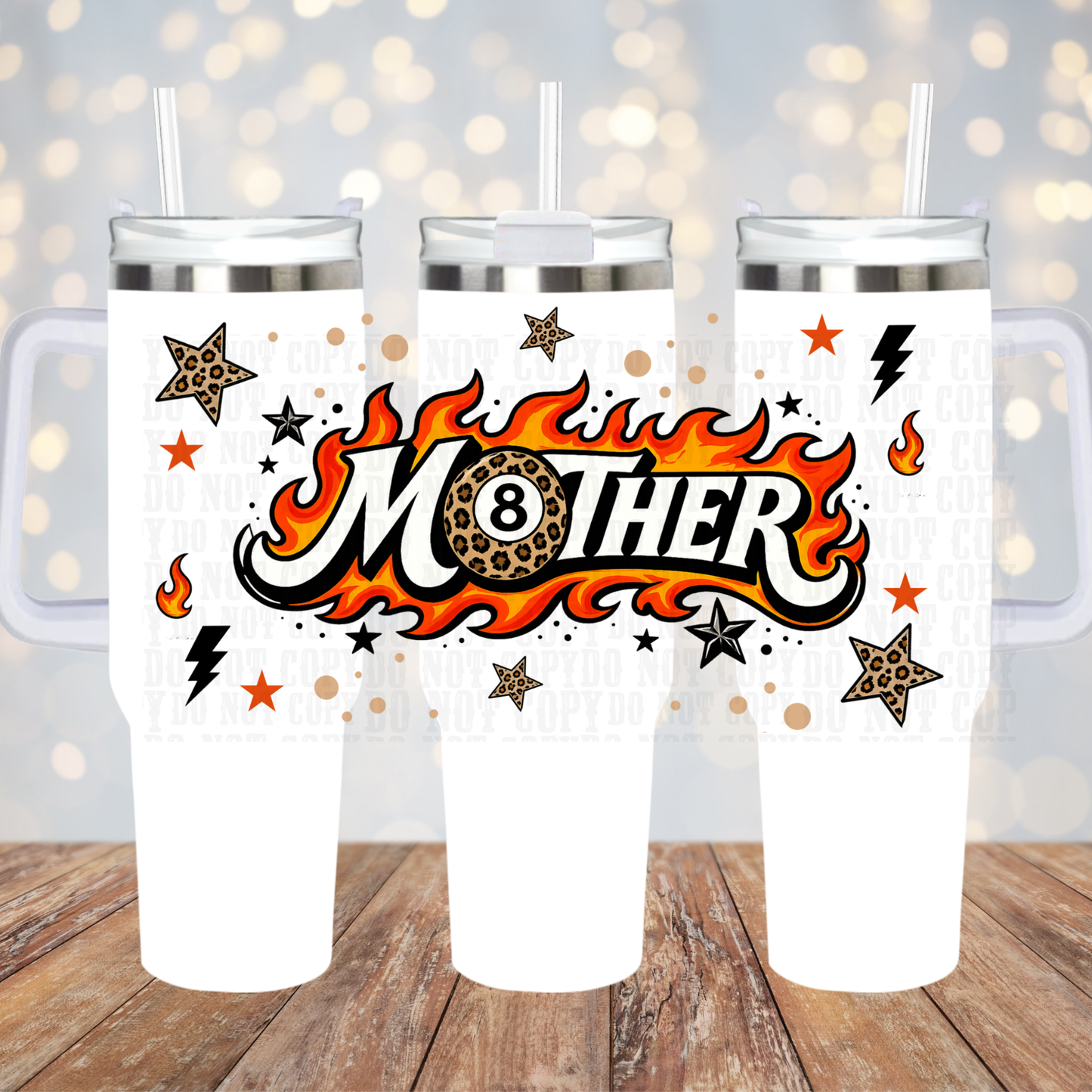 40/50oz FLAMING MOTHER 8 BALL UV DTF CUP WRAP - SHOP EXCLUSIVE FROM CIERA