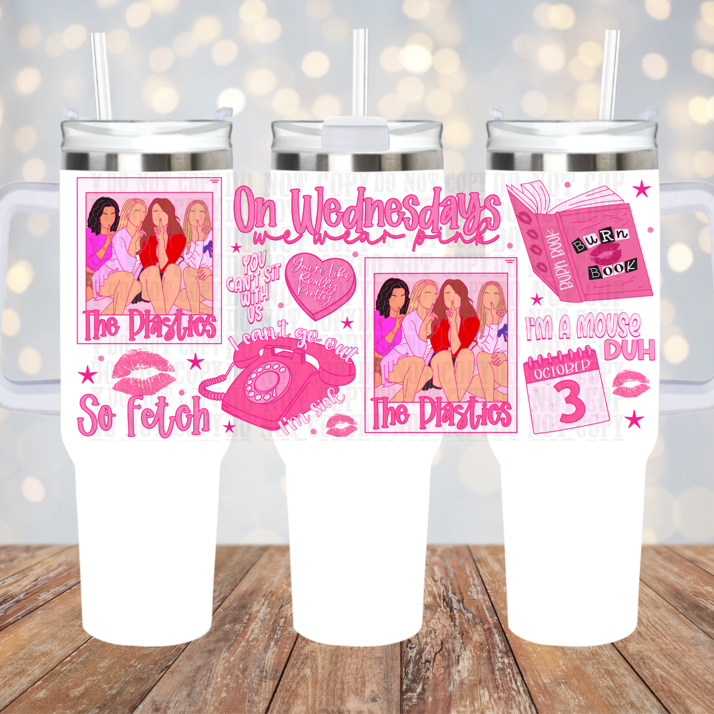 40oz PINK WEDNESDAY  UV DTF CUP WRAP
