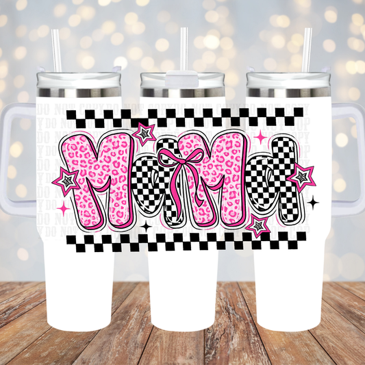 40oZ CHECKER AND CHEETAH MAMA UV DTF CUP WRAP