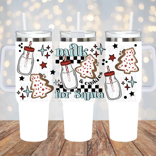 40oz MILK AND COOKIES FOR SANTA UV DTF CUP WRAP
