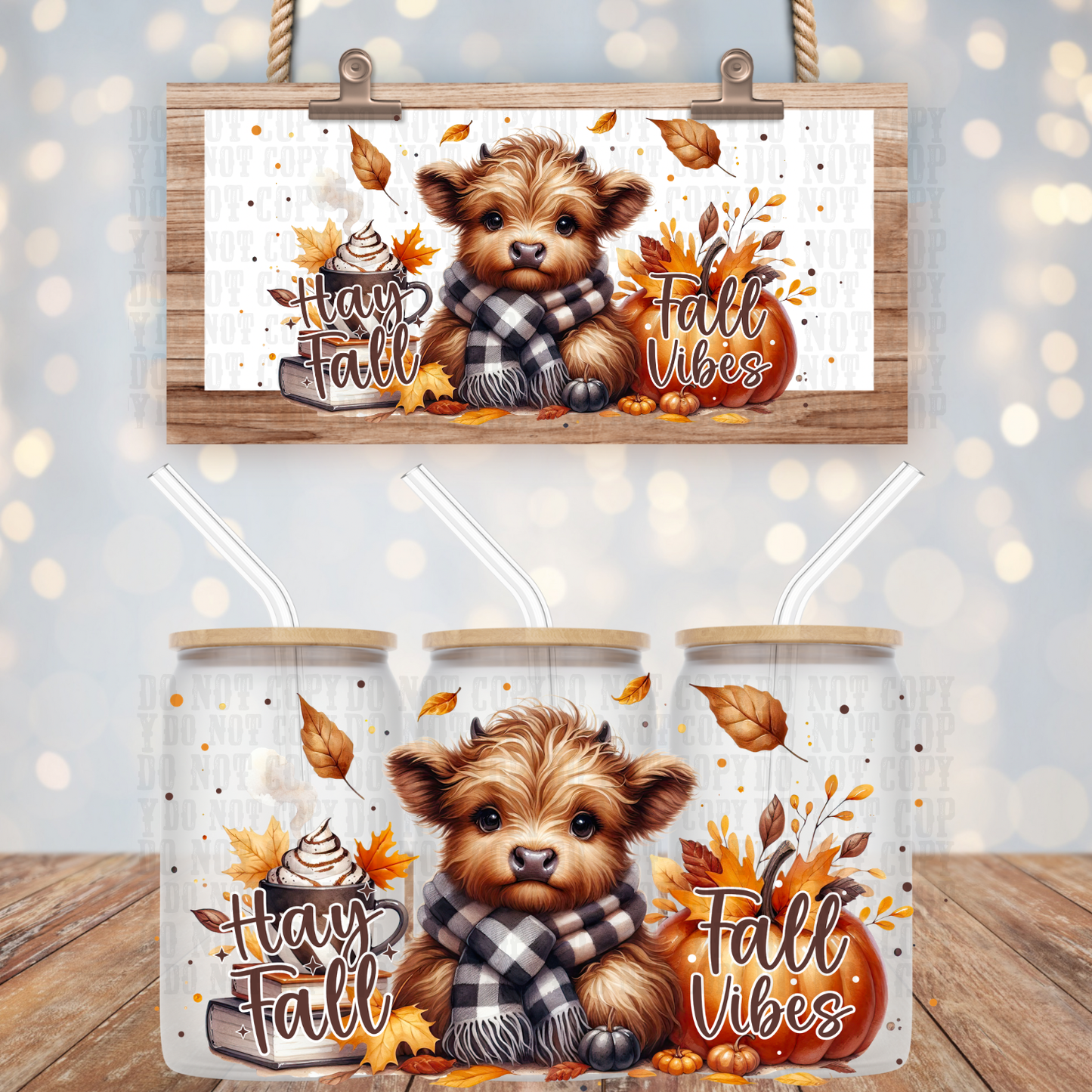 FALL HEIFFER UV DTF CUP WRAP