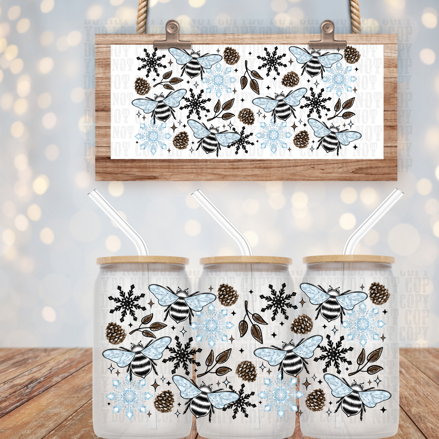 WINTER BEES UV DTF CUP WRAP