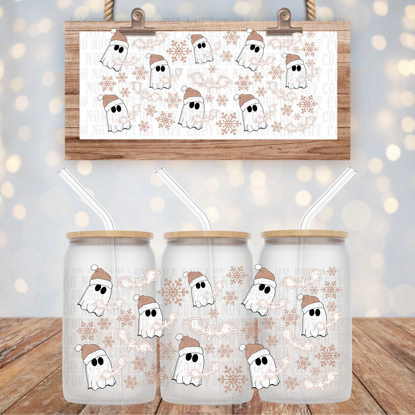 SANTA GOLD GHOSTIES UV DTF CUP WRAP