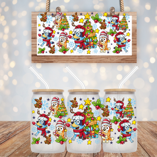 BLUE CHRISTMAS UV DTF CUP WRAP