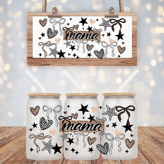 CHEETAH MAMA BOWS  UV DTF CUP WRAP