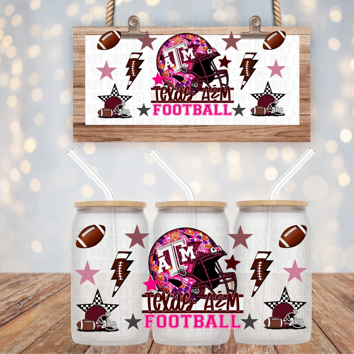 COLLEGE FOOTBALL BUNDLE UV DTF CUP WRAP