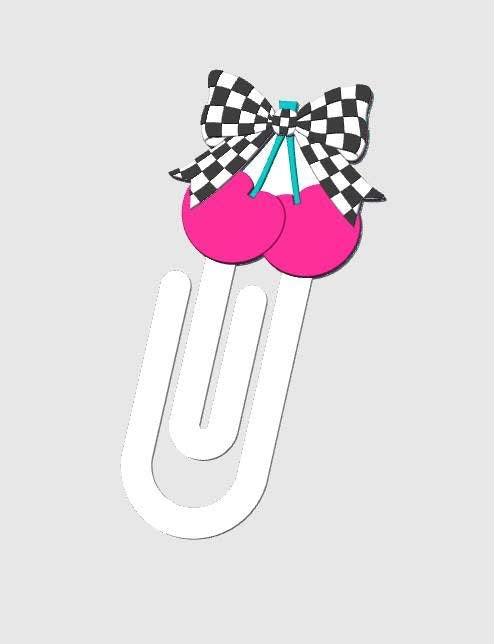 CHECKER Cherry Jumbo Paperclip Bookmark | Cute Checkered Planner Clip