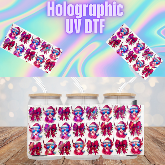 HOLOGRAPHIC BUBBLE COW UV DTF CUP WRAP