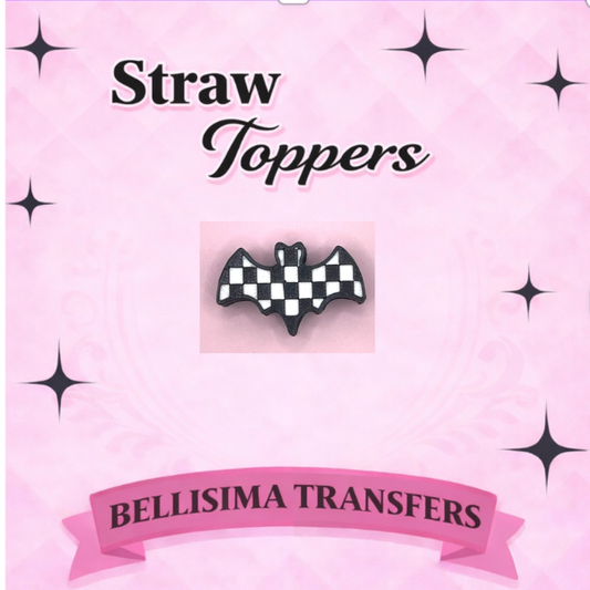 3D CHECKERED BAT STRAW TOPPER -  STANDARD AND STANLEY