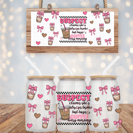 SUSPECT ICED COFFEE UV DTF CUP WRAP