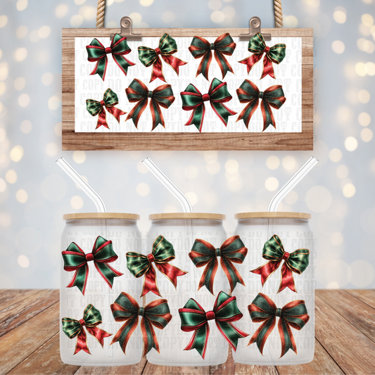 COQUETTE CHRISTMAS BOWS UV DTF CUP WRAP
