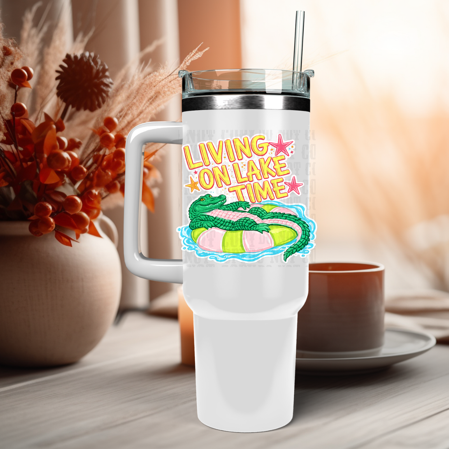 40oz LIVING THAT LAKE LIFE UV DTF Cup Decal