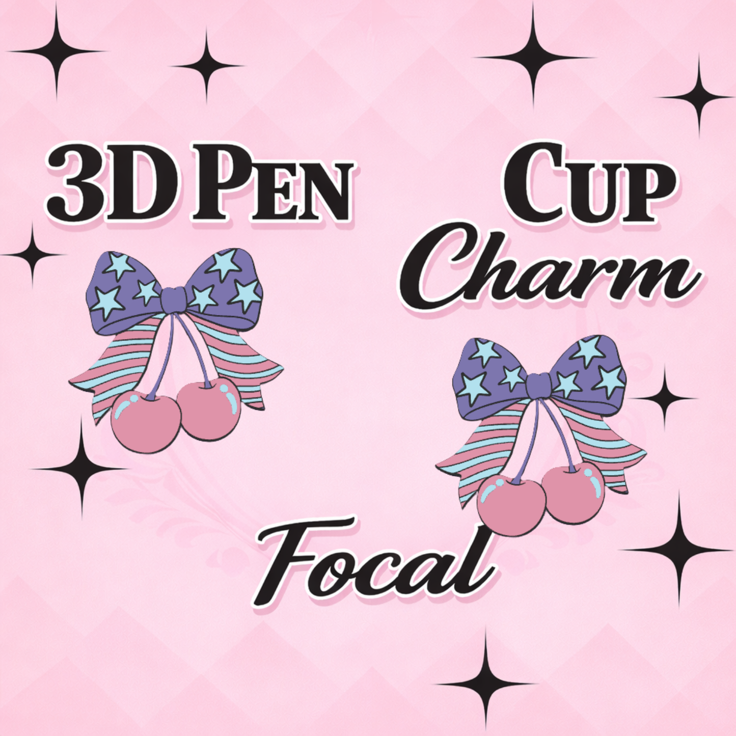 SUMMER CHERRY Focal for Pen & Cup Charms -Interchangeable Decorative Pen Toppers