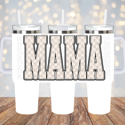 40oz CREAM CHECKER MAMA UV DTF Cup Wrap