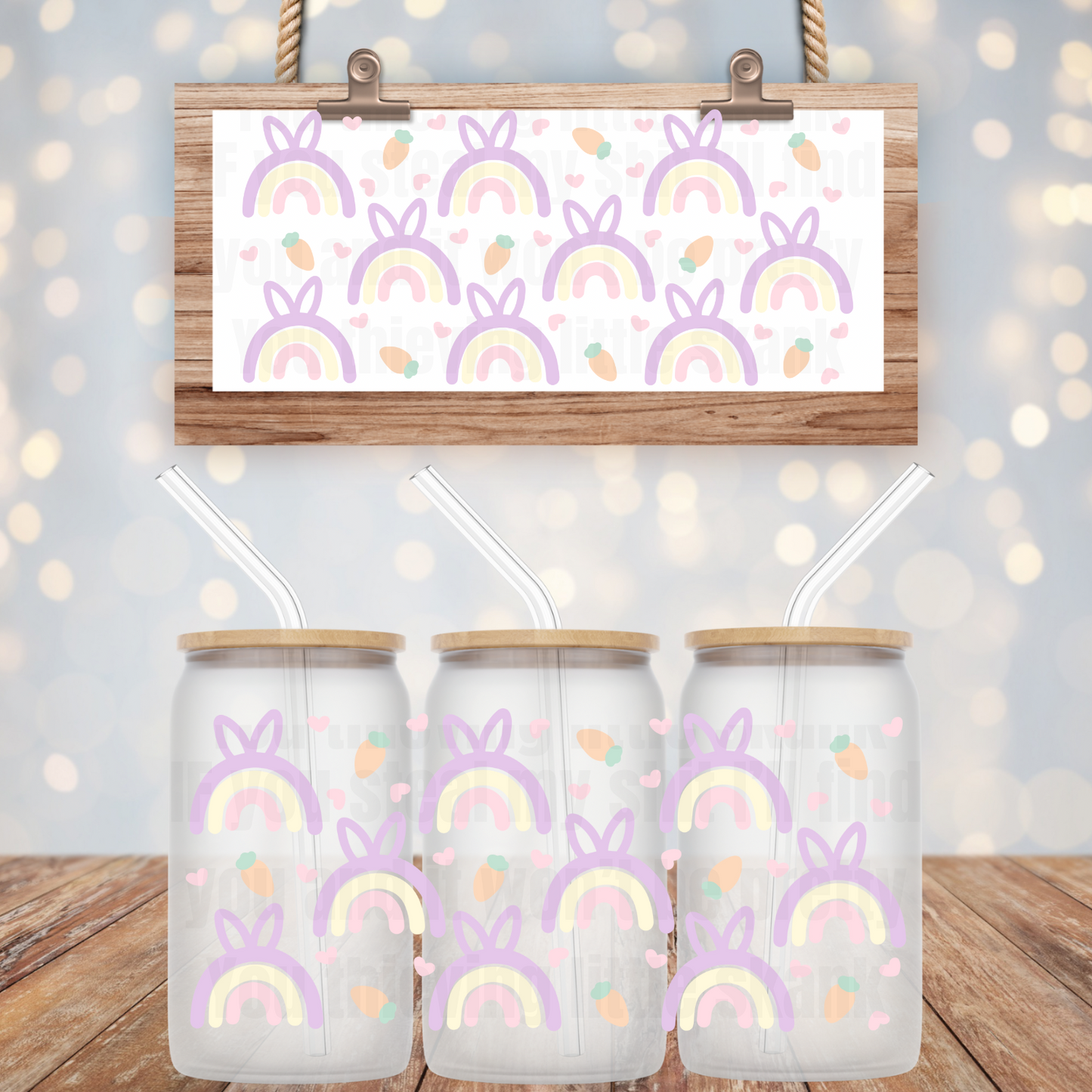 BUNNY RAINBOW - UV DTF CUP WRAP