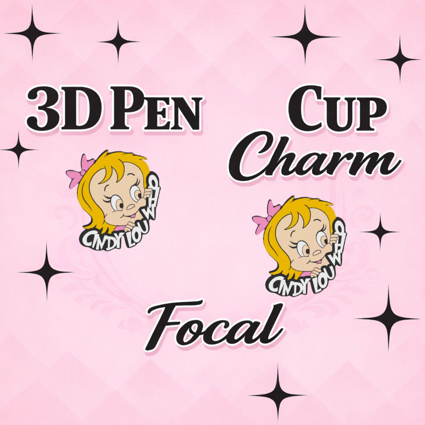 HOLIDAY GIRLIE Focal  for Pen & Cup Charms -Interchangeable Decorative Pen Toppers