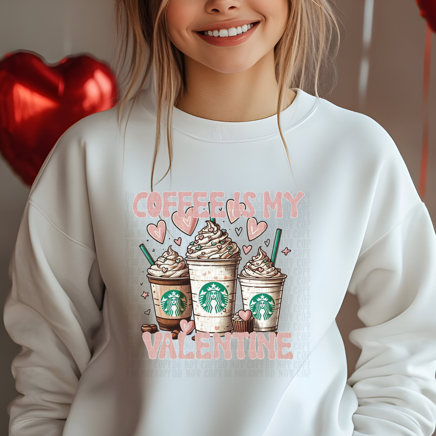 Coffee is my Valentine DTF Transfer | Pink & Red Valentine Graphic | Valentine Shirt Transfer