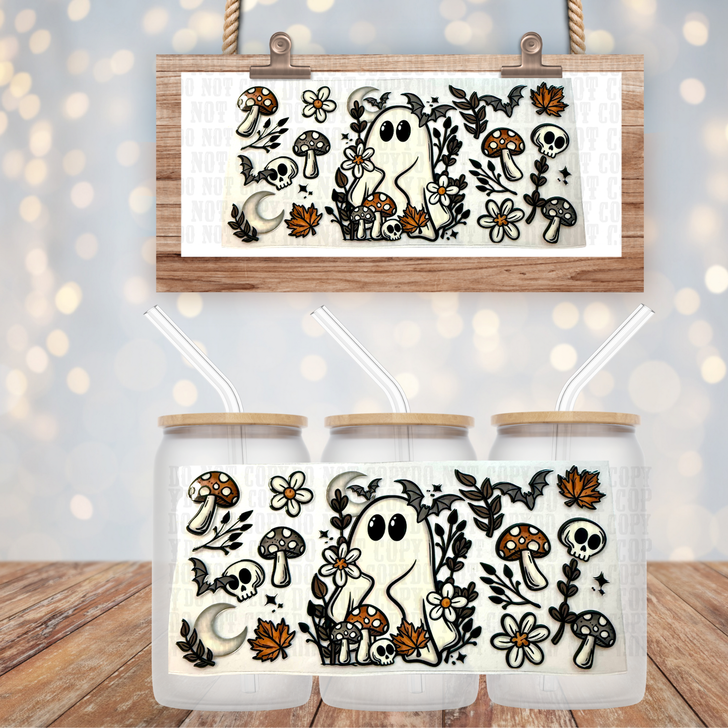 FALL GHOSTY FLORALS UV DTF CUP WRAP