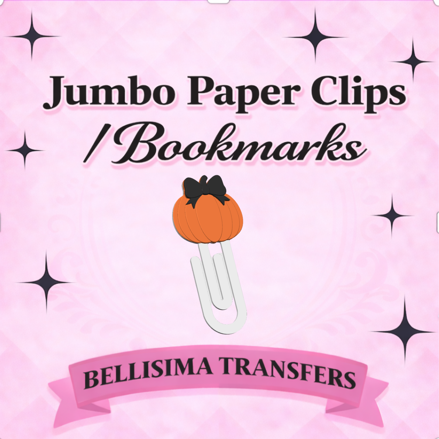 BOW PUMPKIN Jumbo Paperclip Bookmark | Cute Checkered Planner Clip