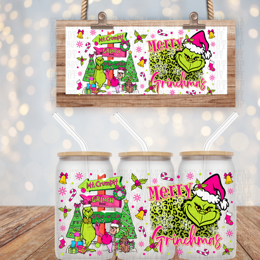 PINK MERRY GRUMP-MAS UV DTF CUP WRAP