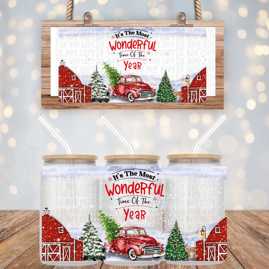 VINTAGE CHRISTMAS TRUCK UV DTF CUP WRAP