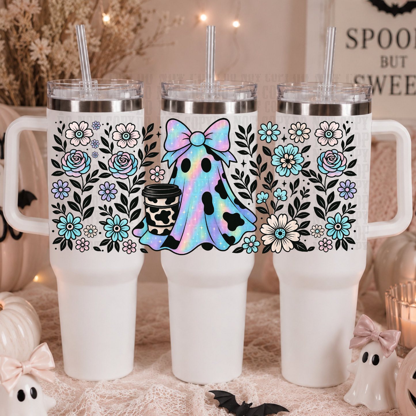 40oz HOLO GHOST COFFEE  UV DTF CUP WRAP