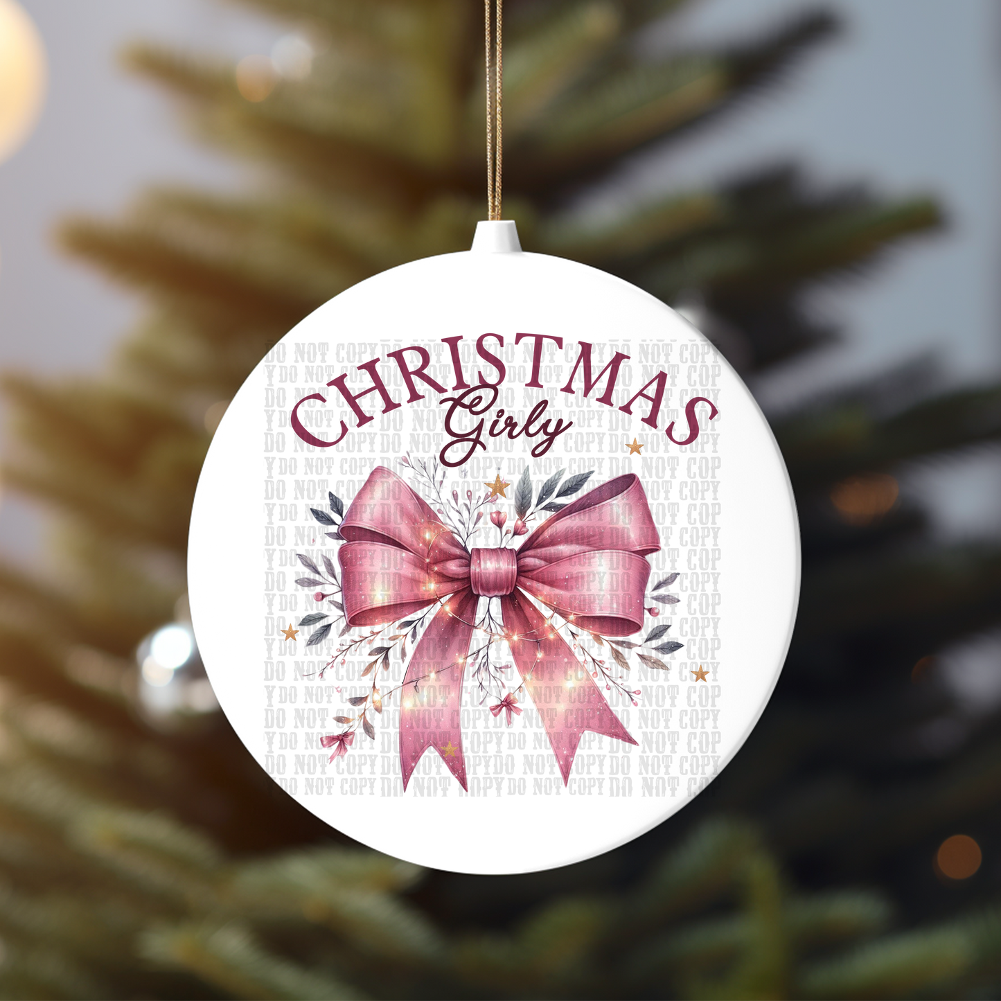 CHRISTMAS COQUETTE GIRLY UV DTF ORNAMENT DECAL