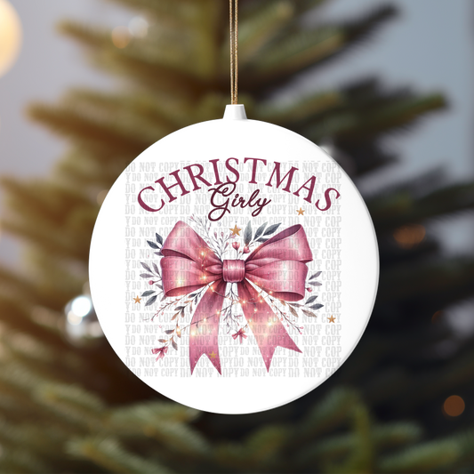 CHRISTMAS COQUETTE GIRLY UV DTF ORNAMENT DECAL