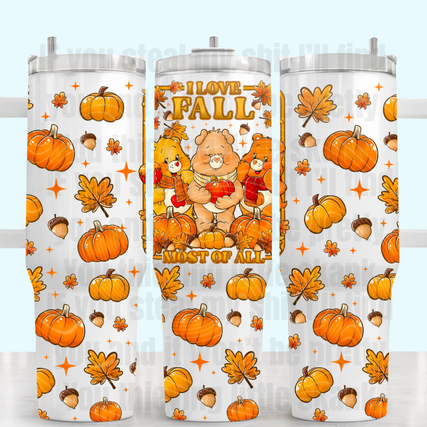 40oz I LOVE FALL BEARS  UV  DTF CUP WRAP
