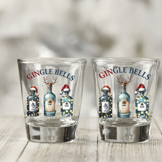 GINGLE BELLS  UV DTF SHOT GLASS