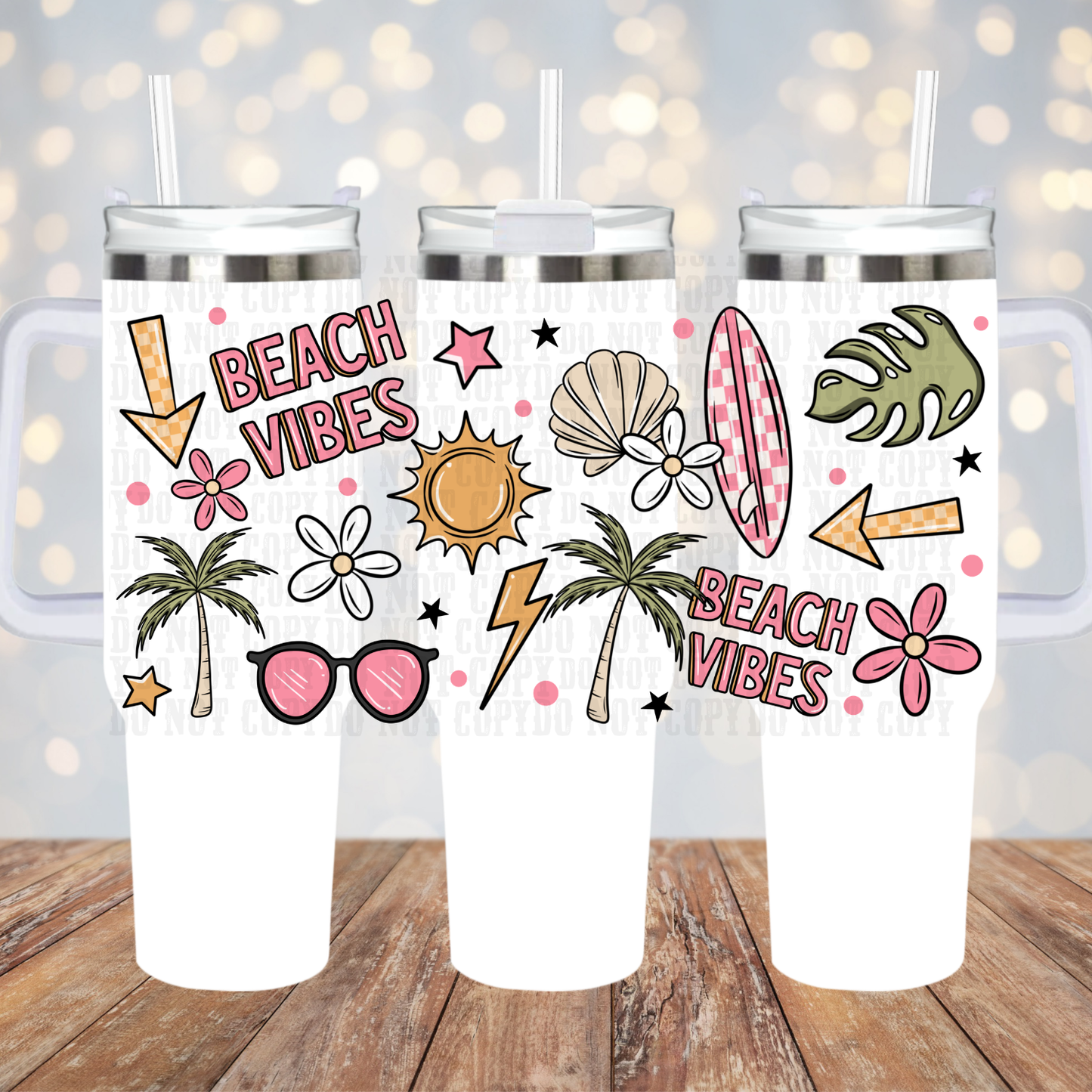 40oz BEACH VIBES UV DTF CUP WRAP